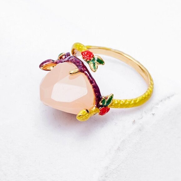 Les NEREIDES Lemon COLOR SNAKE enamel gold tone RING - Picture 1 of 6